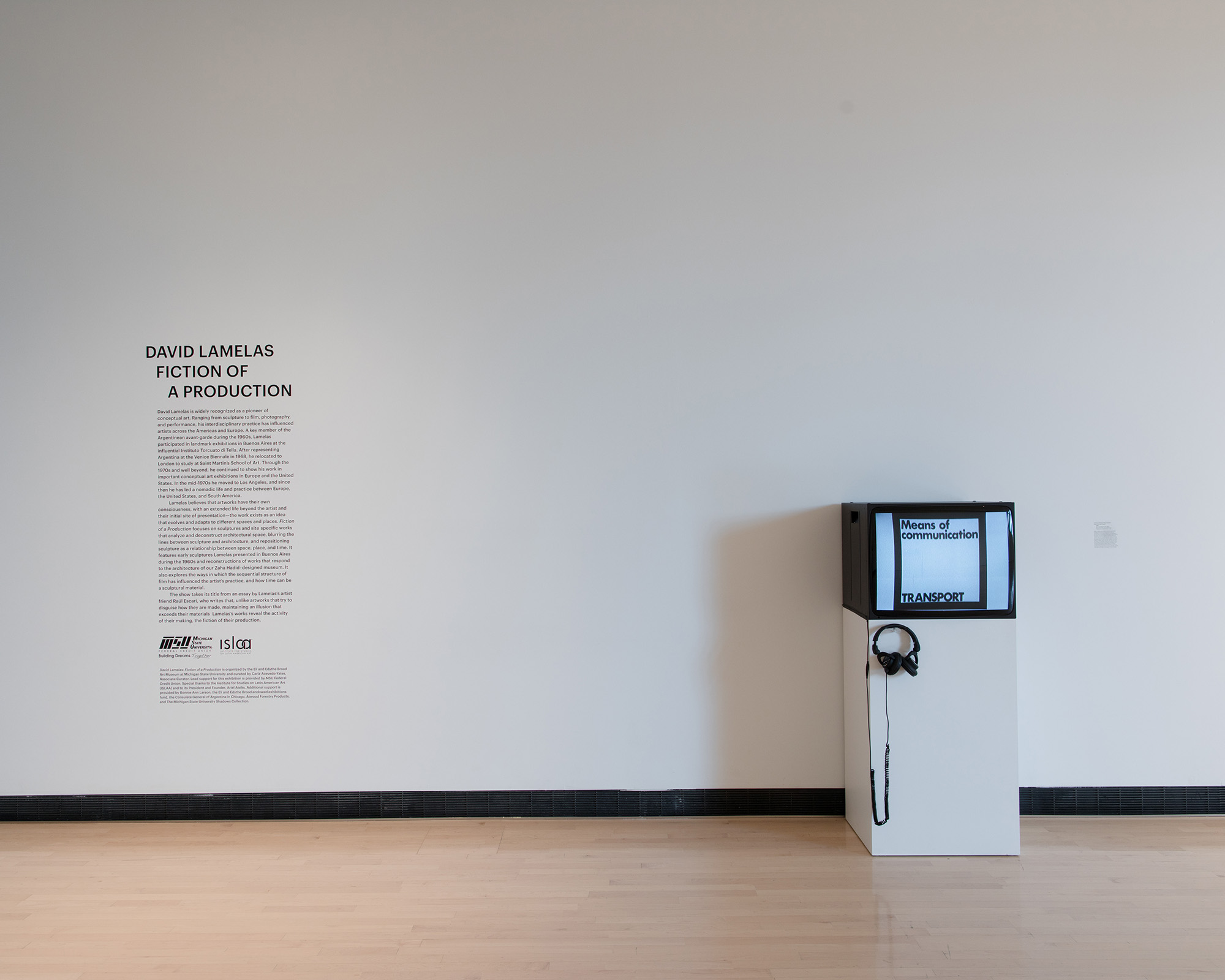 <i>David Lamelas: Fiction of a Production</i>, installation view at the Eli and Edythe Broad Art Museum at Michigan State University, 2018. Photo: Eat Pomegranate Photography