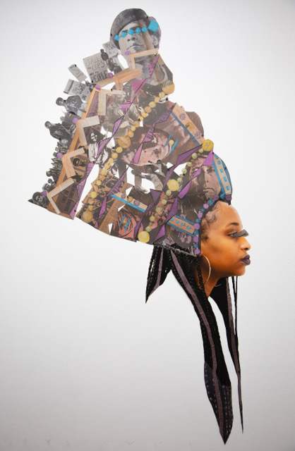 Helina Metaferia, <i>Headdress 1</i>, 2019. Collaged paper. Courtesy the artist.