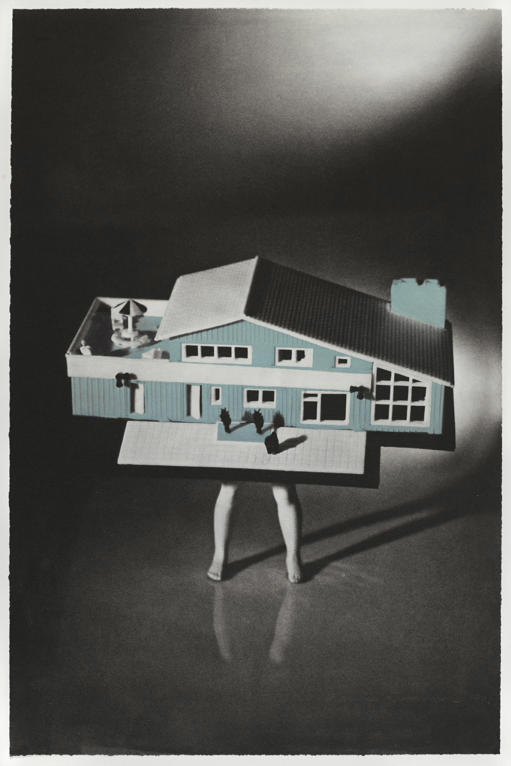 Laurie Simmons (American, b. 1949), <i>Blue House</i> from the portfolio “Food, Clothing and Shelter.” Photogravure and aquatint, 28 5/8” x 18 7/8.”