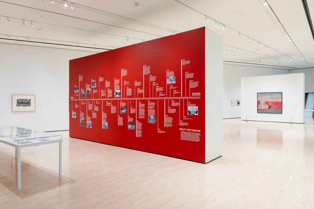<i>InterStates of Mind: Rewriting the Map of the United States in the Age of the Automobile</i> installation view at the Eli and Edythe Broad Art Museum at Michigan State University, 2020. Photo: Eat Pomegranate Photography.