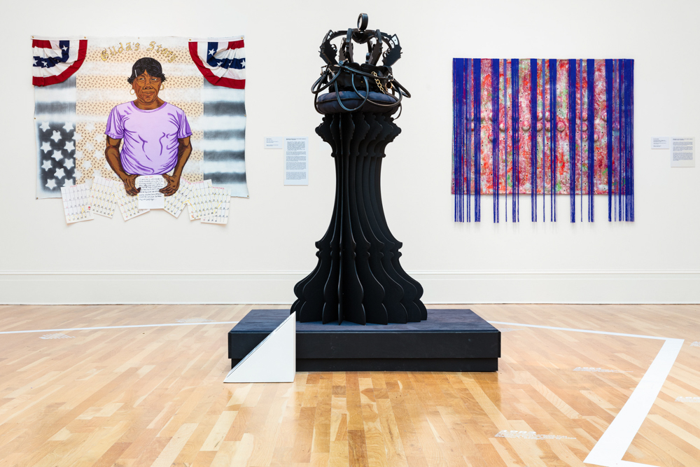 <i>Per(Sister): Incarcerated Women of the United States</i> installation view at the Eli and Edythe Broad Art Museum at Michigan State University, 2021. Photo: Zoe Kissel/MSU Broad. Per(Sister) is a traveling exhibition developed by the Newcomb Art Museum of Tulane University in New Orleans, Louisiana.