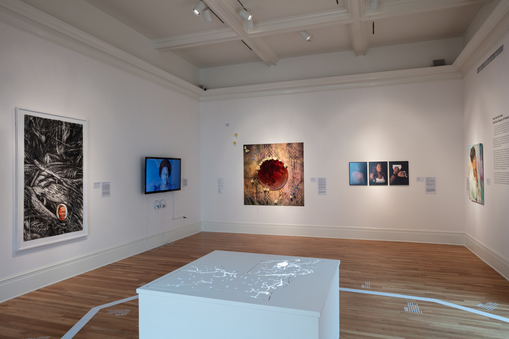 <i>Per(Sister): Incarcerated Women of the United States</i> installation view at the Eli and Edythe Broad Art Museum at Michigan State University, 2021. Photo: Zoe Kissel/MSU Broad. Per(Sister) is a traveling exhibition developed by the Newcomb Art Museum of Tulane University in New Orleans, Louisiana.