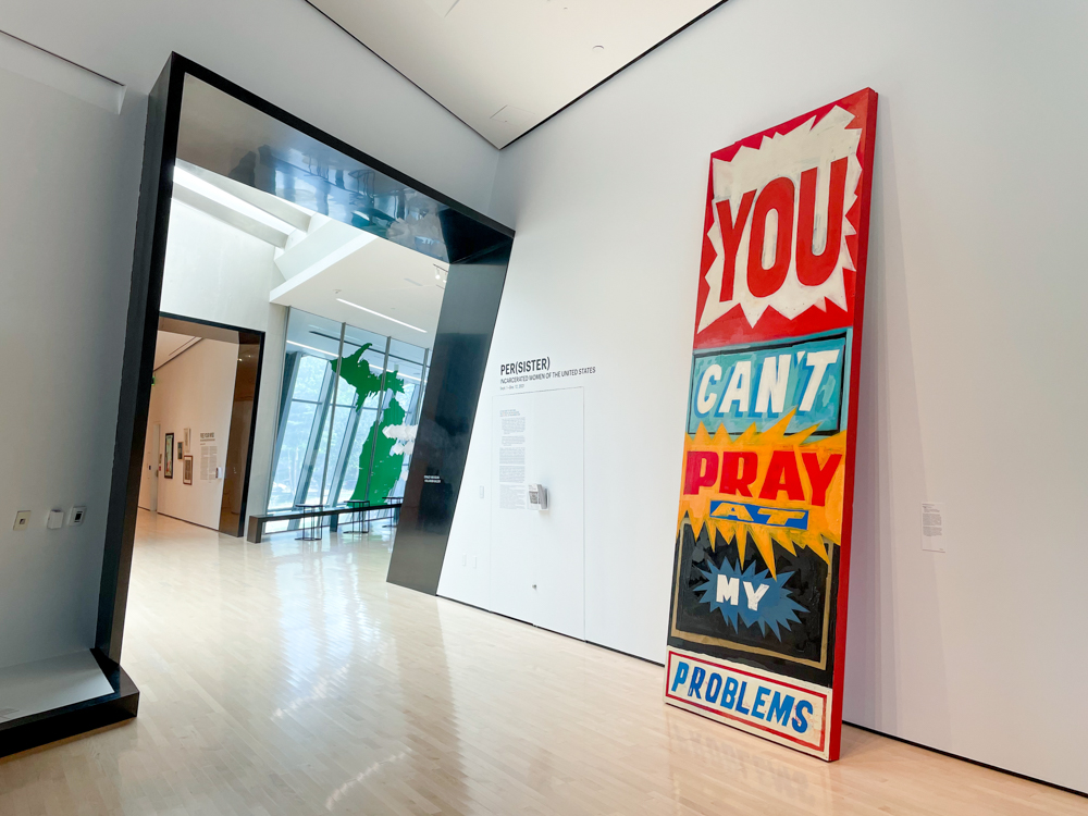 <i>Per(Sister): Incarcerated Women of the United States</i> installation view at the Eli and Edythe Broad Art Museum at Michigan State University, 2021. Photo: Zoe Kissel/MSU Broad. Per(Sister) is a traveling exhibition developed by the Newcomb Art Museum of Tulane University in New Orleans, Louisiana.