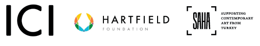 Logos for Independant Curators International, Hartfield Foundation, and SAHA